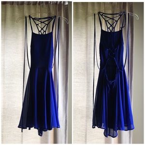 Lulus Royal Blue Lace-Up Midi Dress